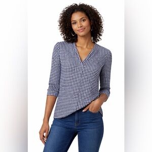 💙 NWOT! Charter Club Navy Gingham Blouse